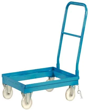 Kasten-Fahrgestell in Himmelblau mit Schiebebügel